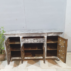 Indian Hand Carved Solid Mango Wood Sideboard C52