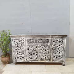 Indian Hand Carved Solid Mango Wood Sideboard C52