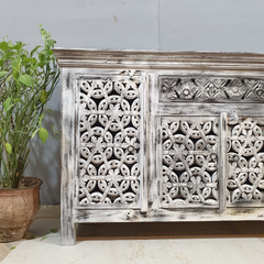 Indian Hand Carved Solid Mango Wood Sideboard C52