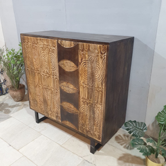 Indian Hand Carved Solid Wood Cabinet D112