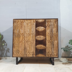 Indian Hand Carved Solid Wood Cabinet D112