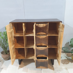 Indian Hand Carved Solid Wood Cabinet D112