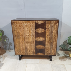 Indian Hand Carved Solid Wood Cabinet D112