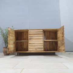 Indian Hand Carved Solid Mango Wood Sideboard C53