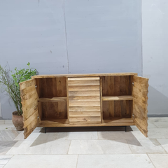 Indian Hand Carved Solid Mango Wood Sideboard C53