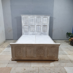 Hand Carved Indian Solid Wooden Storage Bed 180