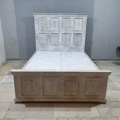 Hand Carved Indian Solid Wooden Storage Bed 180