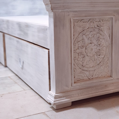 Hand Carved Indian Solid Wooden Storage Bed 180