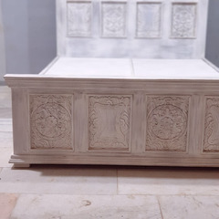 Hand Carved Indian Solid Wooden Storage Bed 180