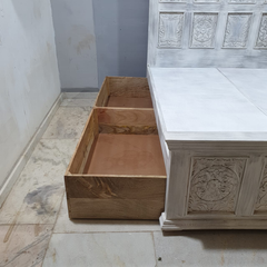 Hand Carved Indian Solid Wooden Storage Bed 180