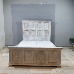Hand Carved Indian Solid Wooden Storage Bed 180