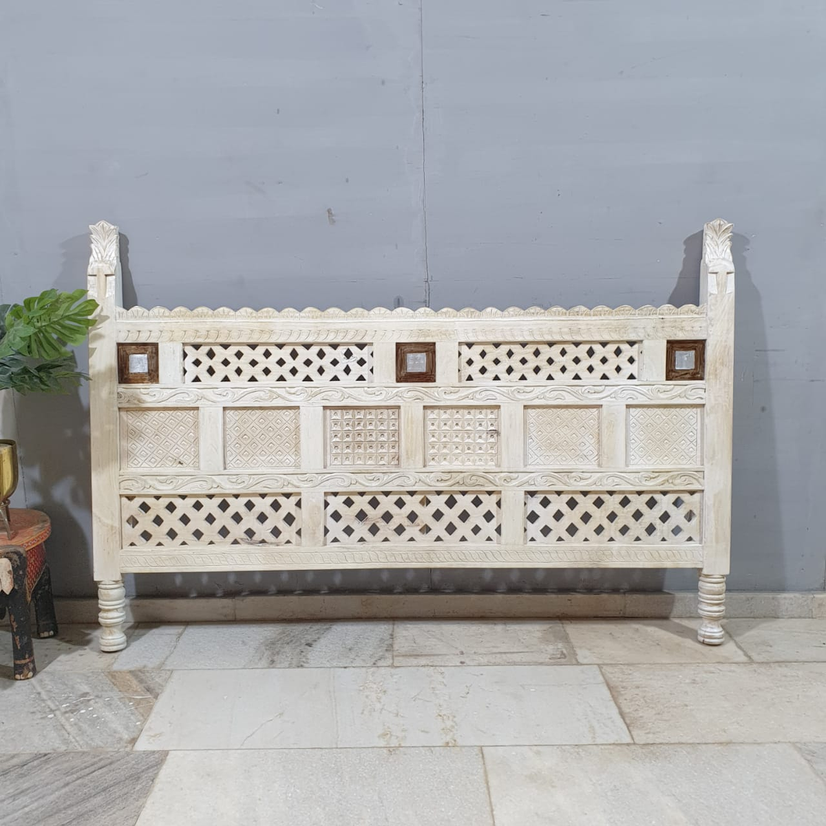 Hand Carved Bed Headboard Bed Head Panel H33