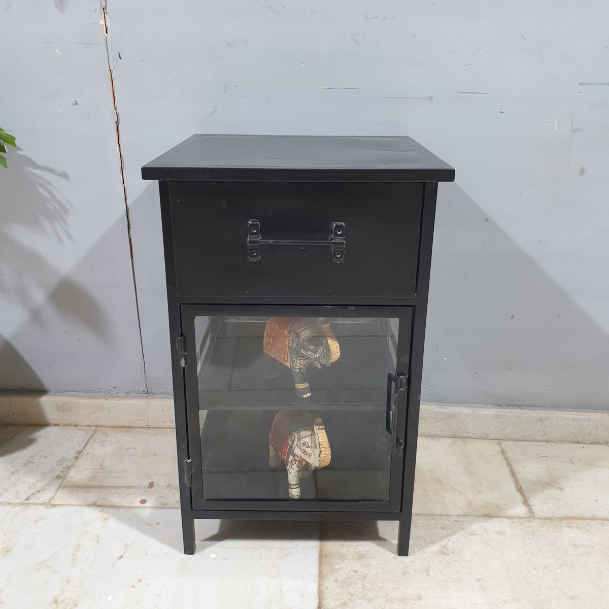 Metal Factory Industrial Indian Solid Wood & Metal Bedside Tables 98