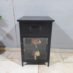 Metal Factory Industrial Indian Solid Wood & Metal Bedside Tables 98