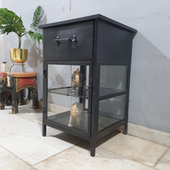 Metal Factory Industrial Indian Solid Wood & Metal Bedside Tables 98