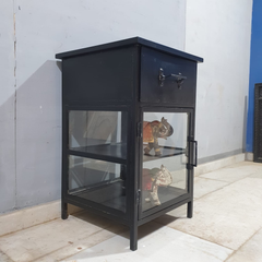 Metal Factory Industrial Indian Solid Wood & Metal Bedside Tables 98