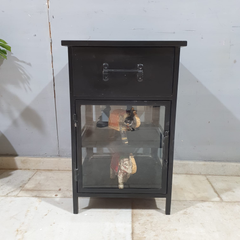 Metal Factory Industrial Indian Solid Wood & Metal Bedside Tables 98