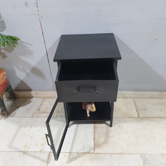 Metal Factory Industrial Indian Solid Wood & Metal Bedside Tables 98