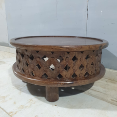 Bristol Bamileke Hand Carved Solid Wood Round Coffee Table C101
