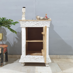 Indian Hand Carved Solid Wood Bedside Tables 99