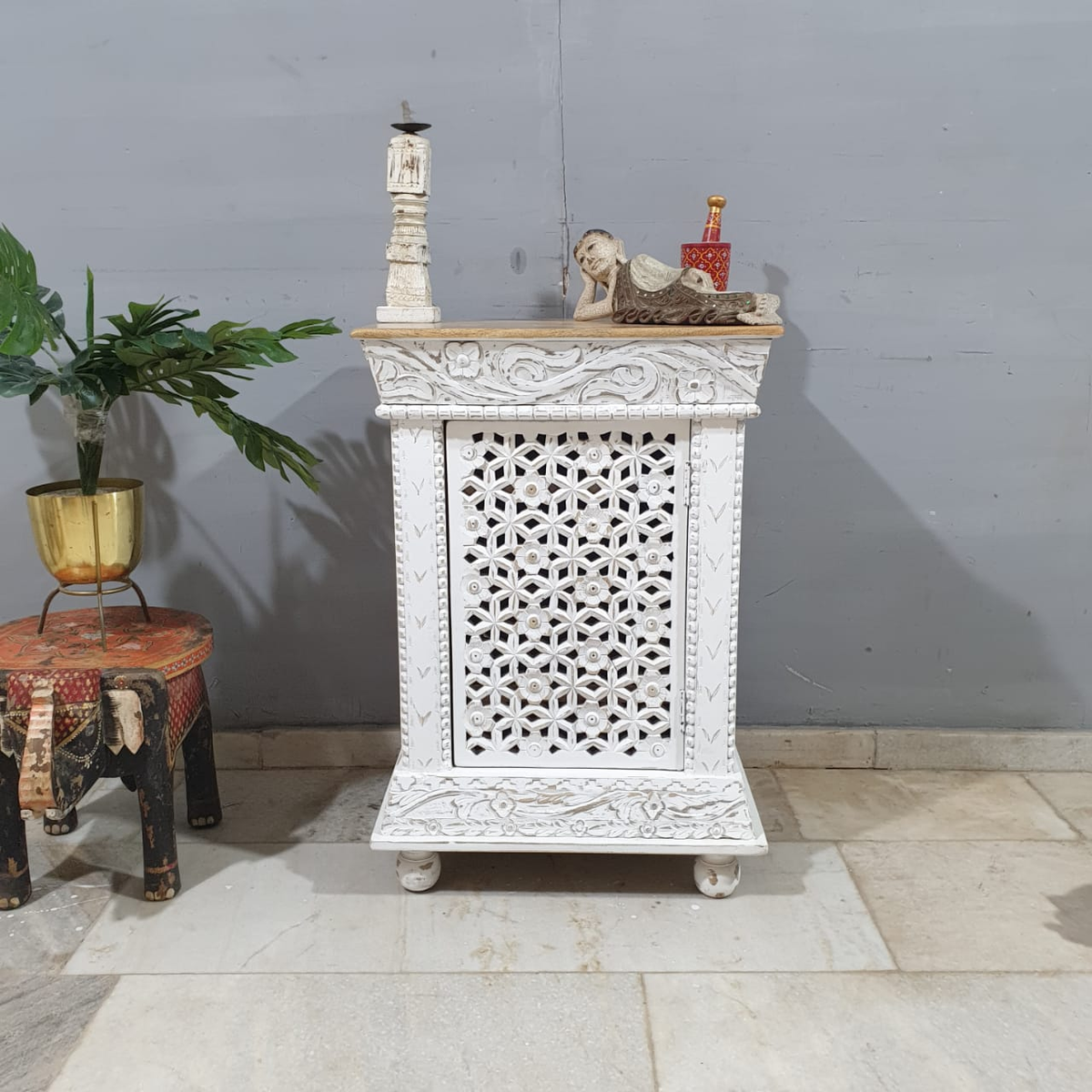 Indian Hand Carved Solid Wood Bedside Tables 99