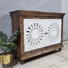 Indian Hand Carved Solid Mango Wood Sideboard C54