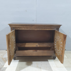 Indian Hand Carved Solid Mango Wood Sideboard C54