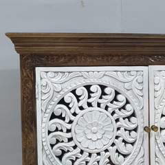 Indian Hand Carved Solid Mango Wood Sideboard C54