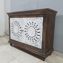 Indian Hand Carved Solid Mango Wood Sideboard C54