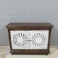 Indian Hand Carved Solid Mango Wood Sideboard C54