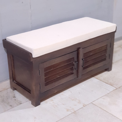 Indian Hand Carved Solid Wood Storage Chest With Seat C29