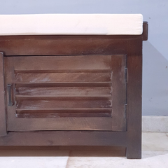 Indian Hand Carved Solid Wood Storage Chest With Seat C29