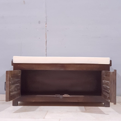 Indian Hand Carved Solid Wood Storage Chest With Seat C29