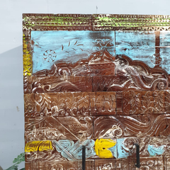 Hand Carved Reclaimed Wood Cabinet Cupboard Multicolor D120