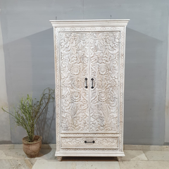 Indian Hand Carved Solid Wooden Cupboard Wardrobe D121