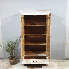 Indian Hand Carved Solid Wooden Cupboard Wardrobe D121