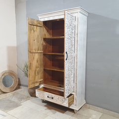 Indian Hand Carved Solid Wooden Cupboard Wardrobe D121