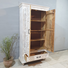 Indian Hand Carved Solid Wooden Cupboard Wardrobe D121