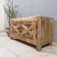 Indian Hand Carved Mango Wood TV Unit 60