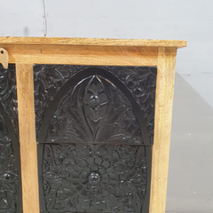 Indian Hand Carved Mango Wood Cabinet Vanity D113