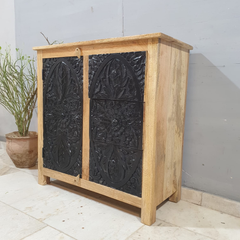 Indian Hand Carved Mango Wood Cabinet Vanity D113