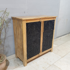 Indian Hand Carved Mango Wood Cabinet Vanity D113