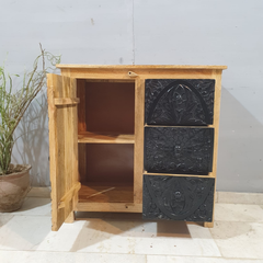 Indian Hand Carved Mango Wood Cabinet Vanity D113