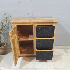 Indian Hand Carved Mango Wood Cabinet Vanity D113