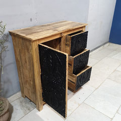 Indian Hand Carved Mango Wood Cabinet Vanity D113