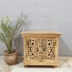 Indian Hand Carved Mango Wood Cabinet D114