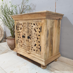 Indian Hand Carved Mango Wood Cabinet D114