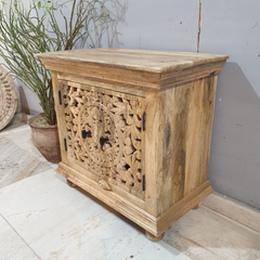 Indian Hand Carved Mango Wood Cabinet D114