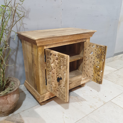 Indian Hand Carved Mango Wood Cabinet D114