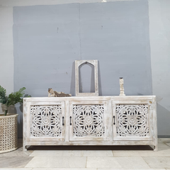 Indian Hand Carved Solid Mango Wood Sideboard C55